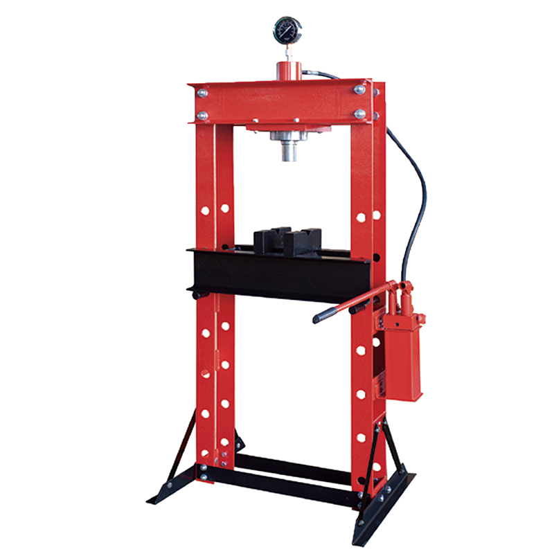 Hydraulic shop press with guage
